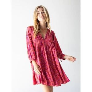 Natural Life Rose Pink Paisley Print Mini Dress Women's Size Small